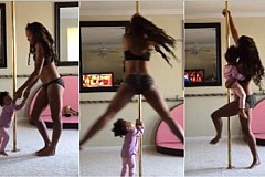 (Vidéo) Elle pratique le pole dance avec son bébé dans les bras